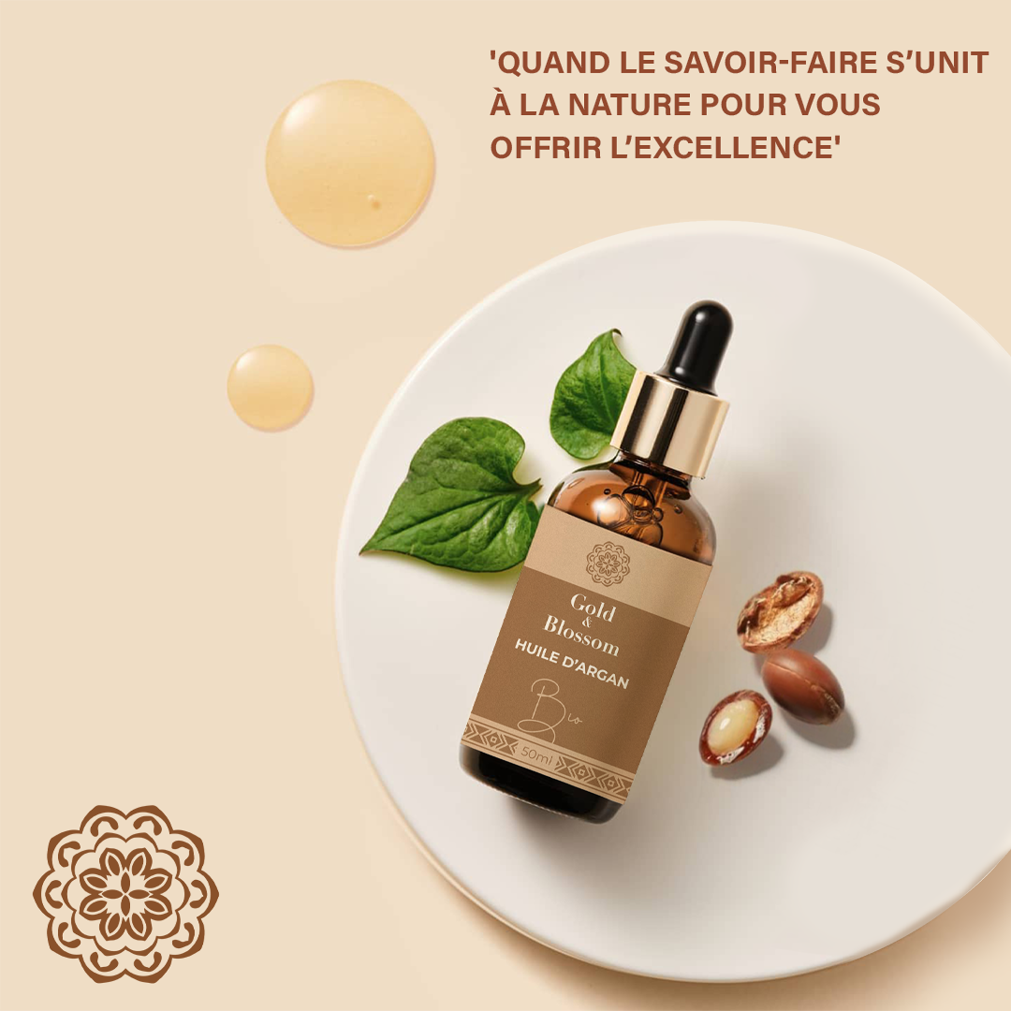 Eau de rose, huile d’argan et crème soin Gold & Blossom